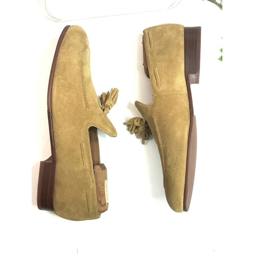 Allen Edmonds Men's Tan Suede Tassel Loafer Shoes Size 8.5 D Presley NWOB